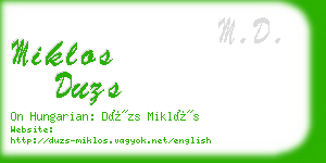 miklos duzs business card