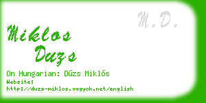 miklos duzs business card